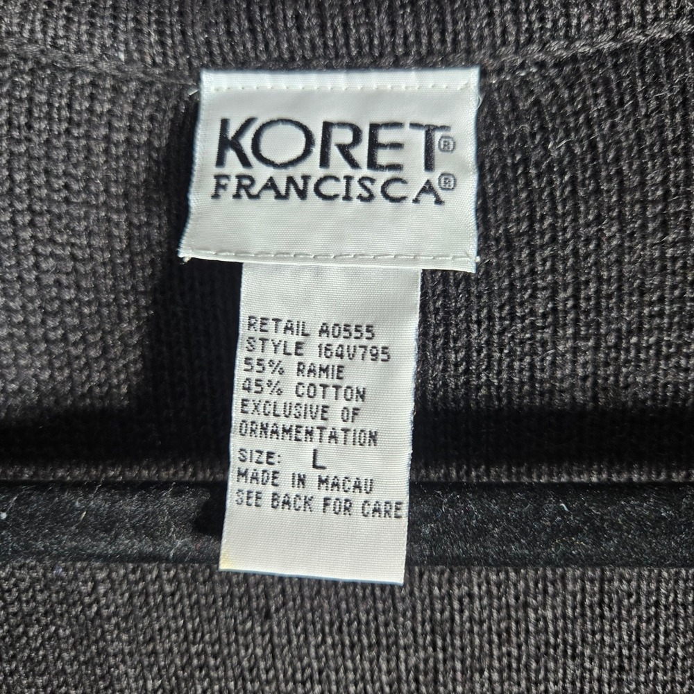 Koret Francisca Sweater Vest Womens L Black Floral Embroidered Knit Cottagecore - Picture 5 of 9